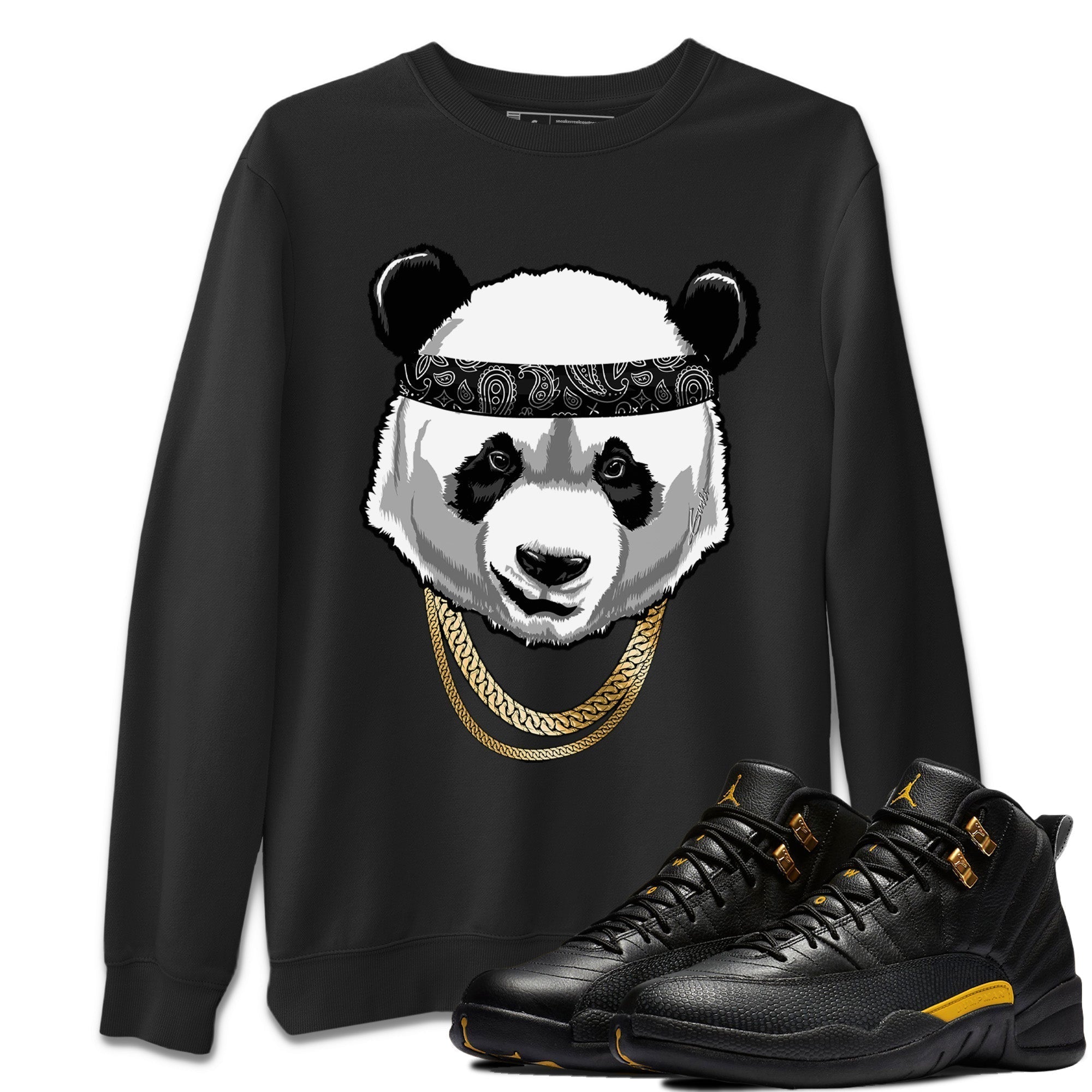 Gangster Panda Unisex Tops - Air Jordan 12 Black Taxi