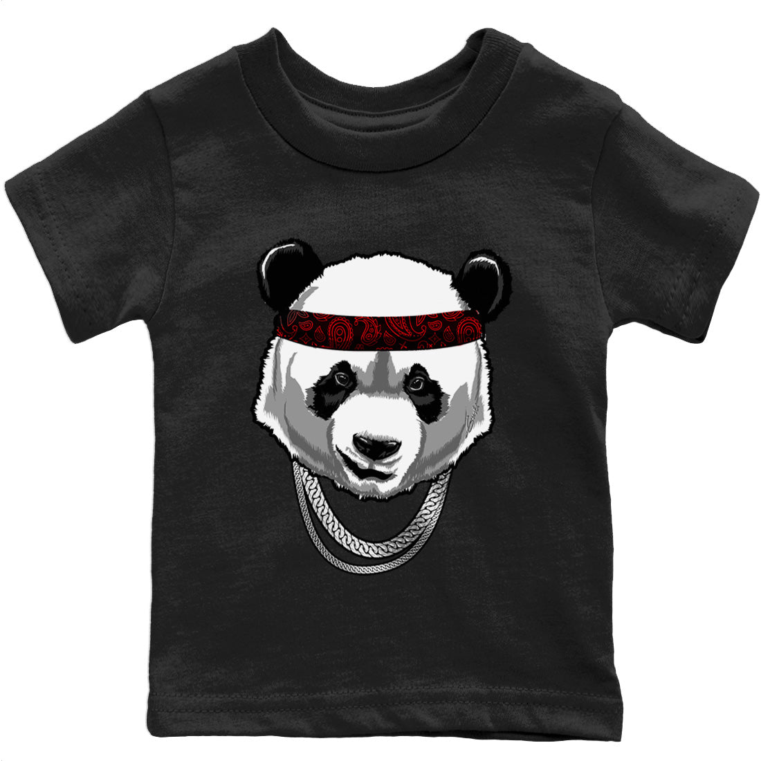 Gangster Panda Kids Tops - Air Jordan 4 Black Canvas