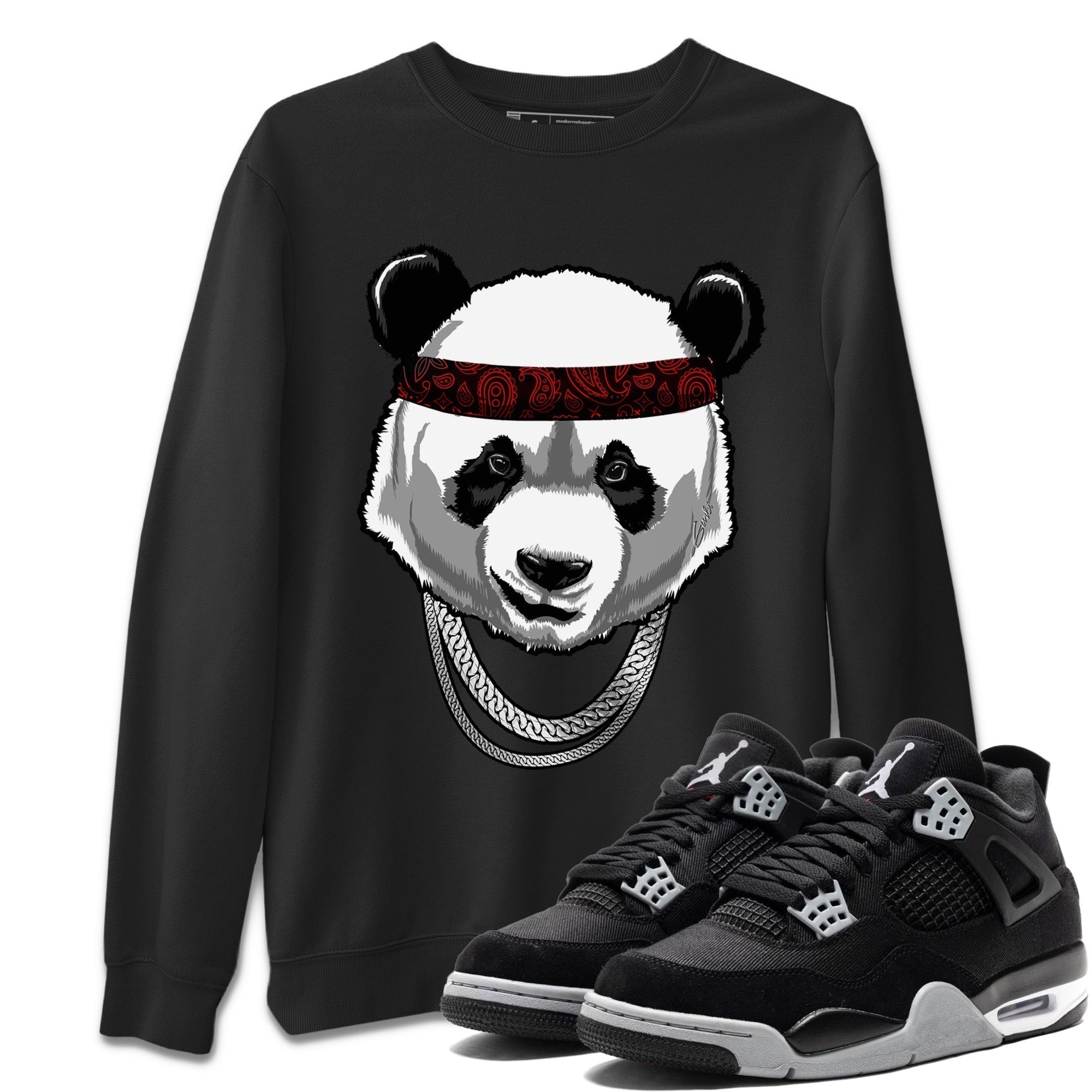 Gangster Panda Unisex Tops - Air Jordan 4 Black Canvas