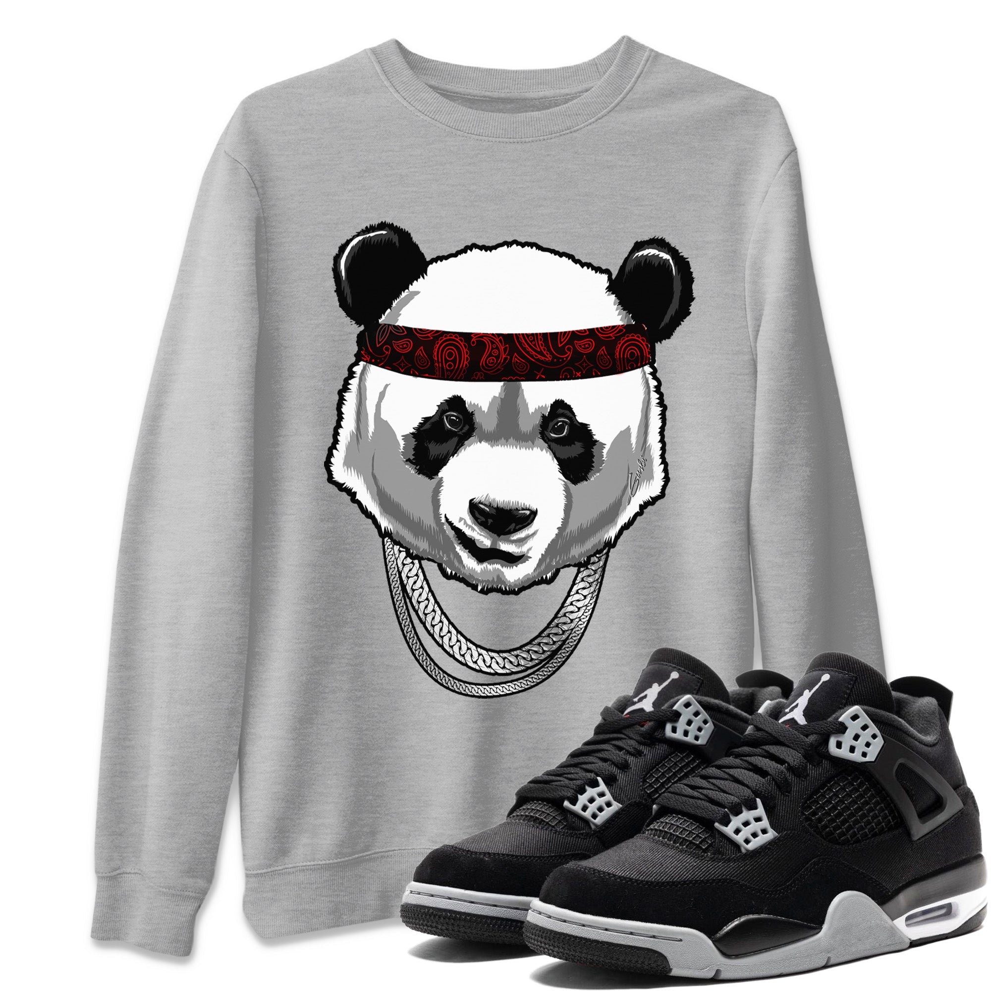 Gangster Panda Unisex Adult Tops - Air Jordan 4 Black Canvas