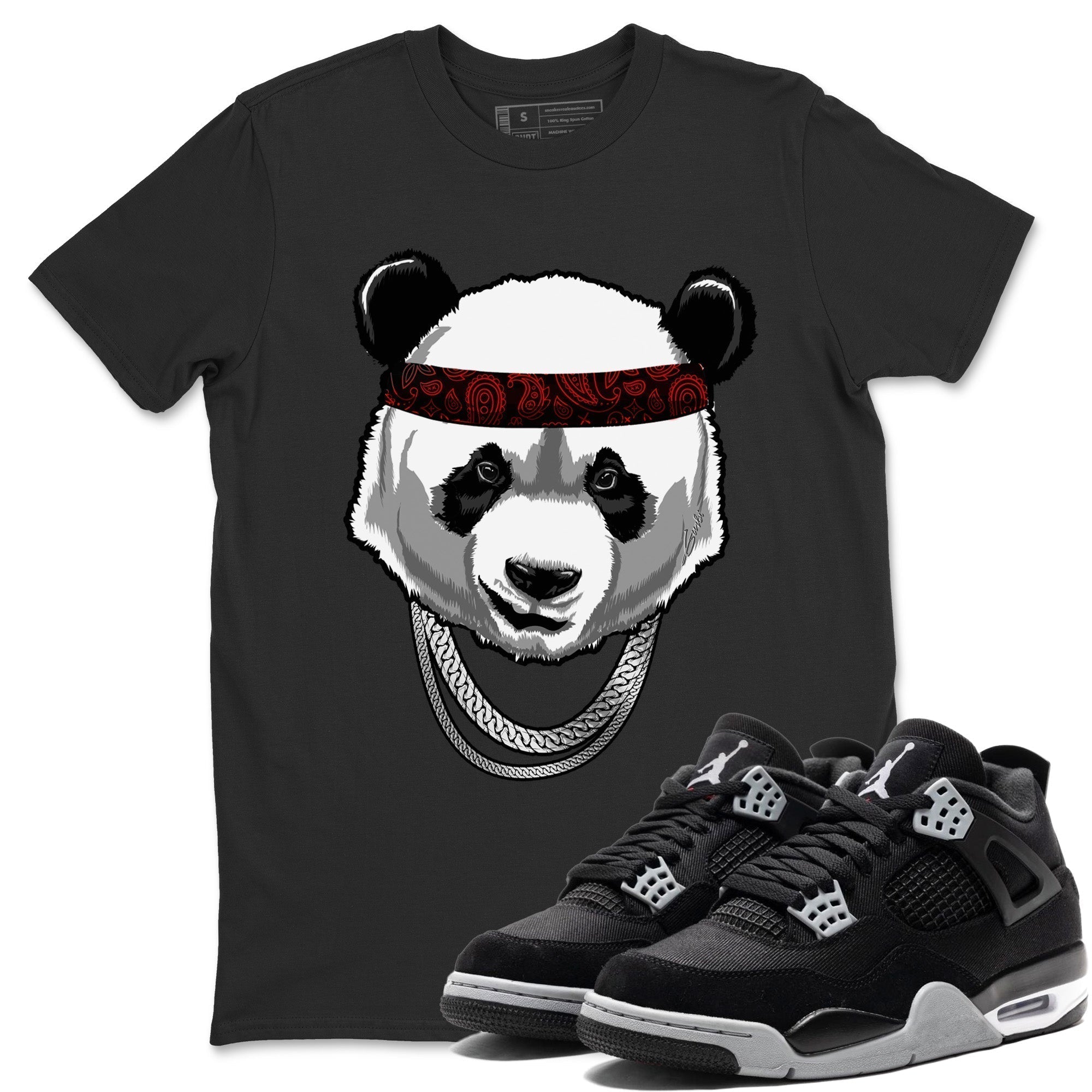Gangster Panda Unisex Tops - Air Jordan 4 Black Canvas