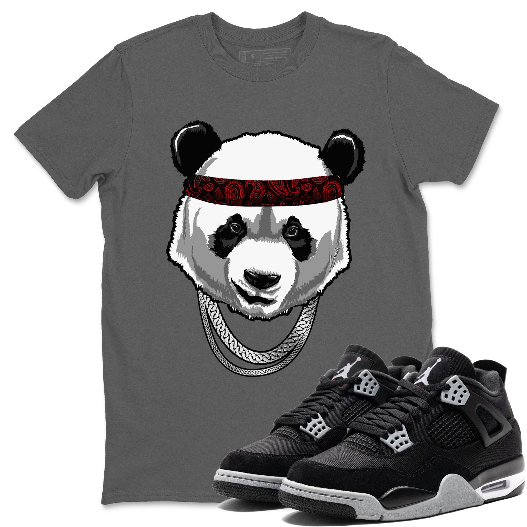 Gangster Panda Unisex Tops - Air Jordan 4 Black Canvas