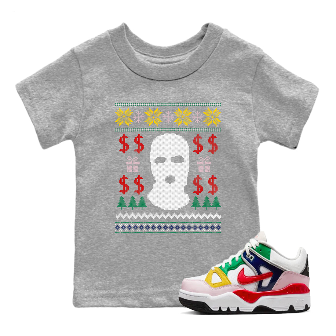 Gangster Ugly Sweater snkmatch Tees Kids - Air Force 3 Blue Void and Tour Yellow