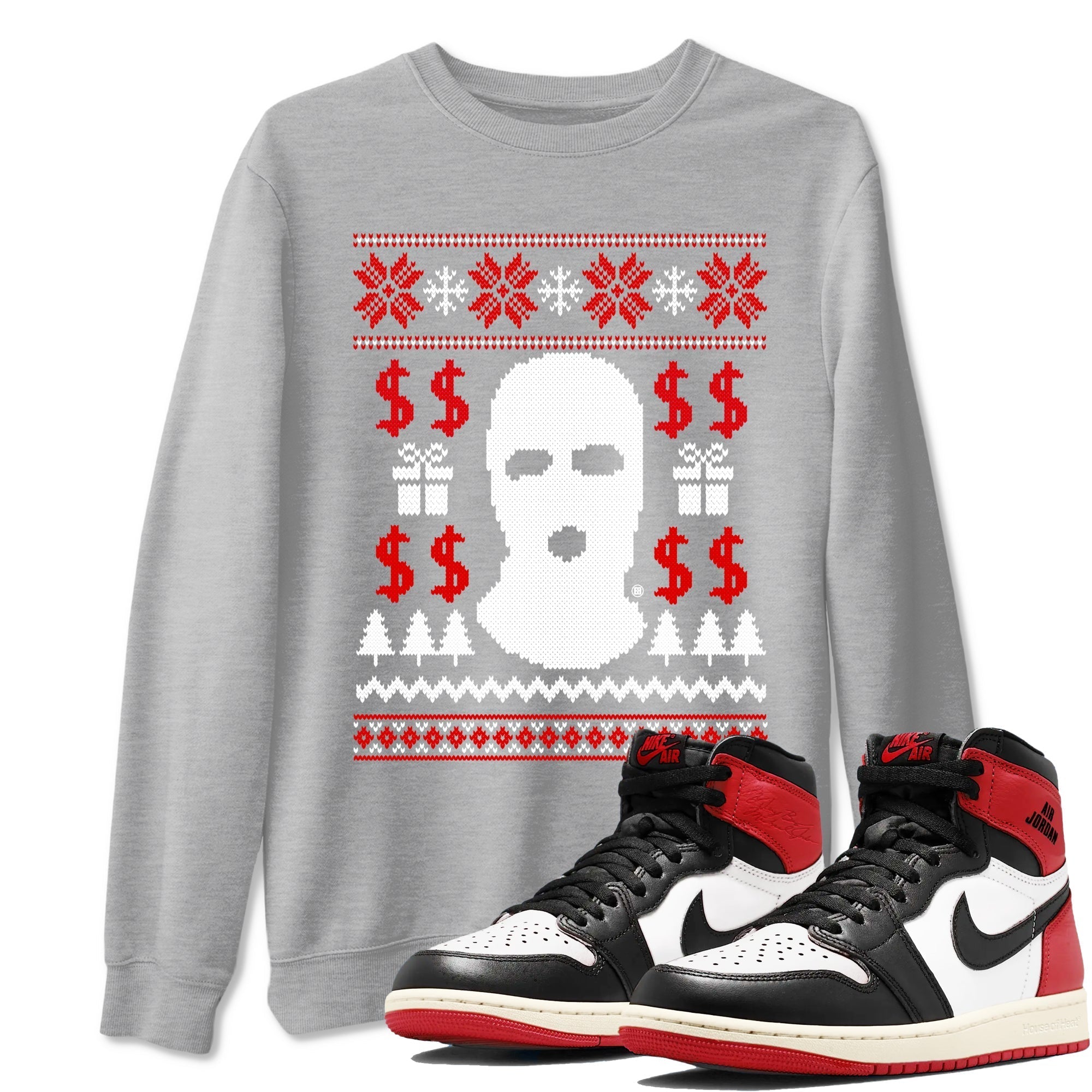 Gangster Ugly Sweater snkmatch Tees - Air Jordan 1 Black Toe Reimagined
