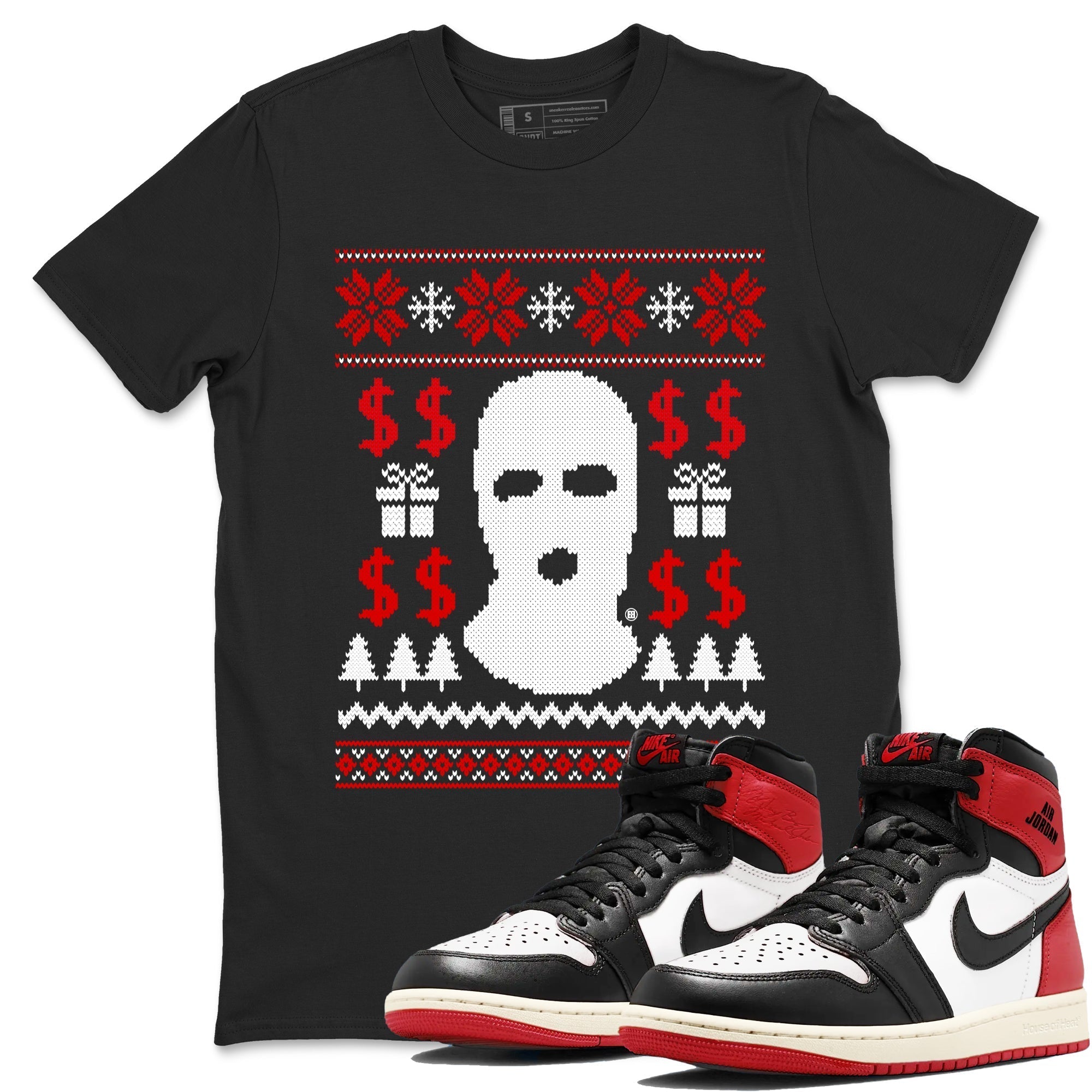 Gangster Ugly Sweater snkmatch Tees - Air Jordan 1 Black Toe Reimagined