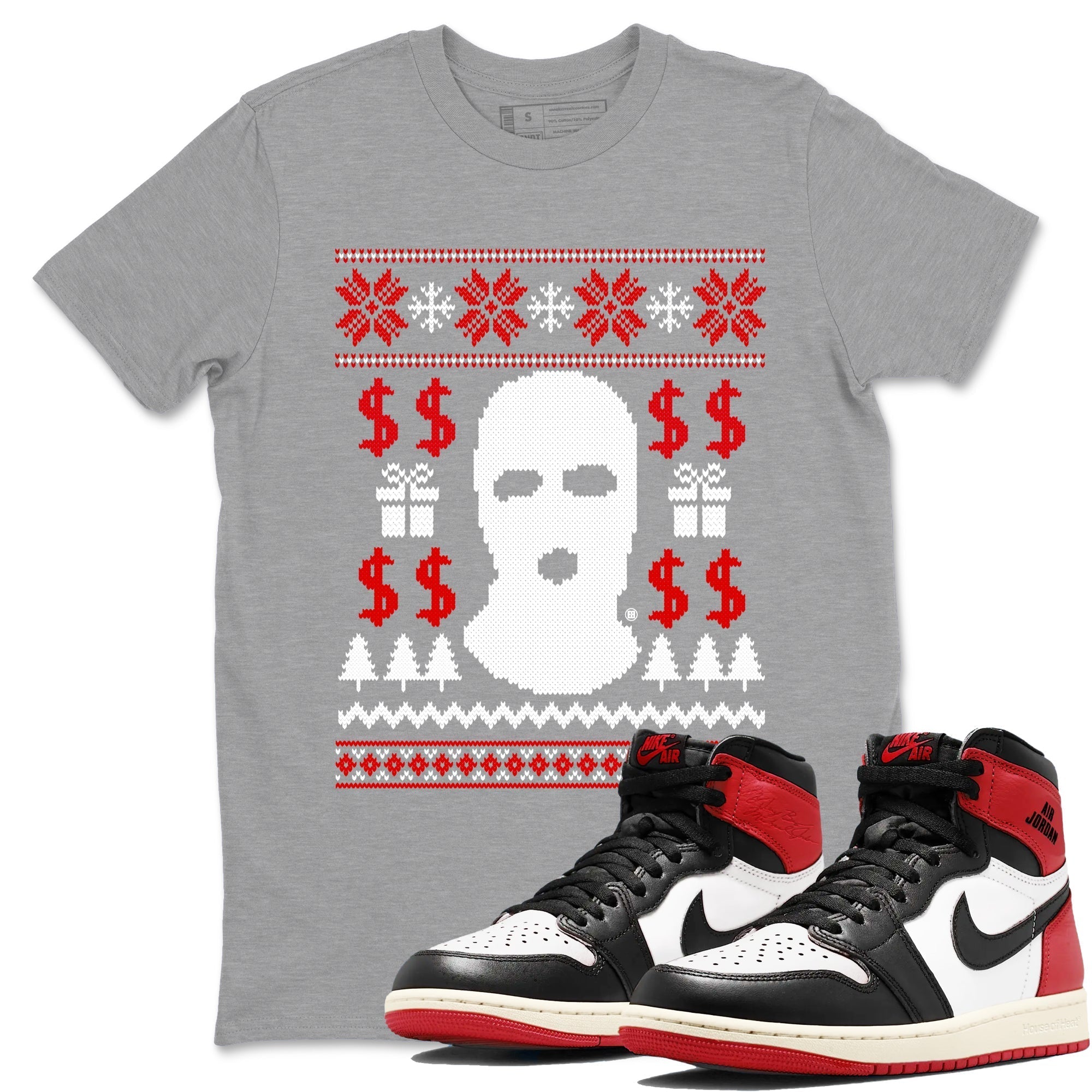 Gangster Ugly Sweater snkmatch Tees - Air Jordan 1 Black Toe Reimagined