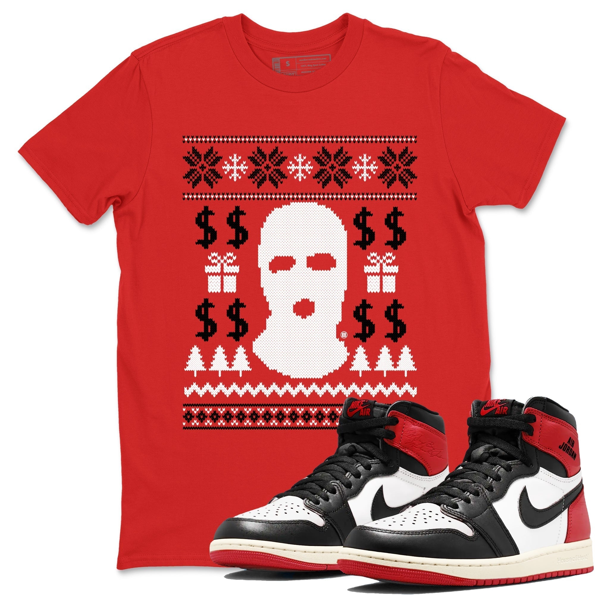 Gangster Ugly Sweater snkmatch Tees - Air Jordan 1 Black Toe Reimagined