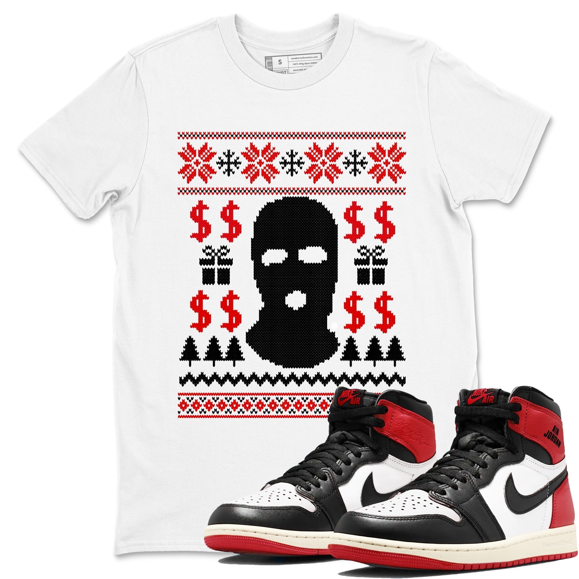 Gangster Ugly Sweater snkmatch Tees - Air Jordan 1 Black Toe Reimagined