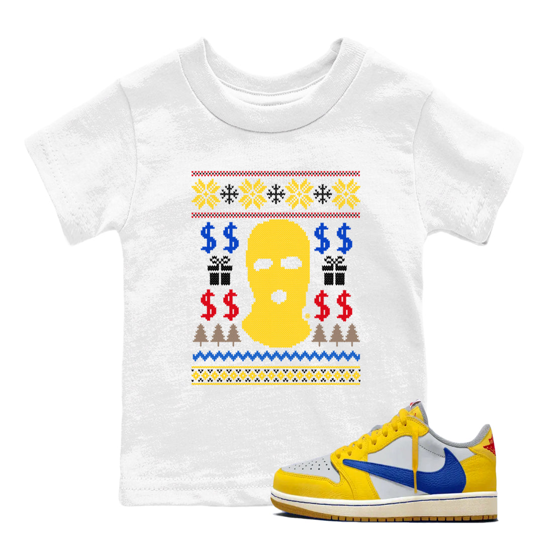 Gangster Ugly Sweater snkmatch Tees Kids - Air Jordan 1 Travis Scott Canary