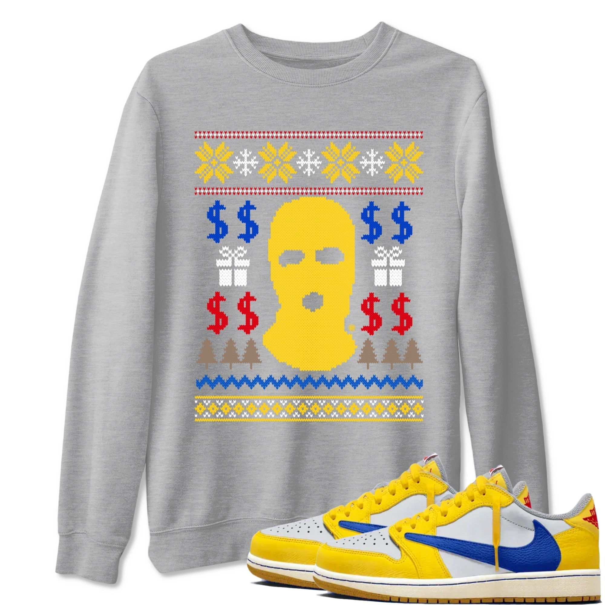 Gangster Ugly Sweater snkmatch Tees - Air Jordan 1 Travis Scott Canary