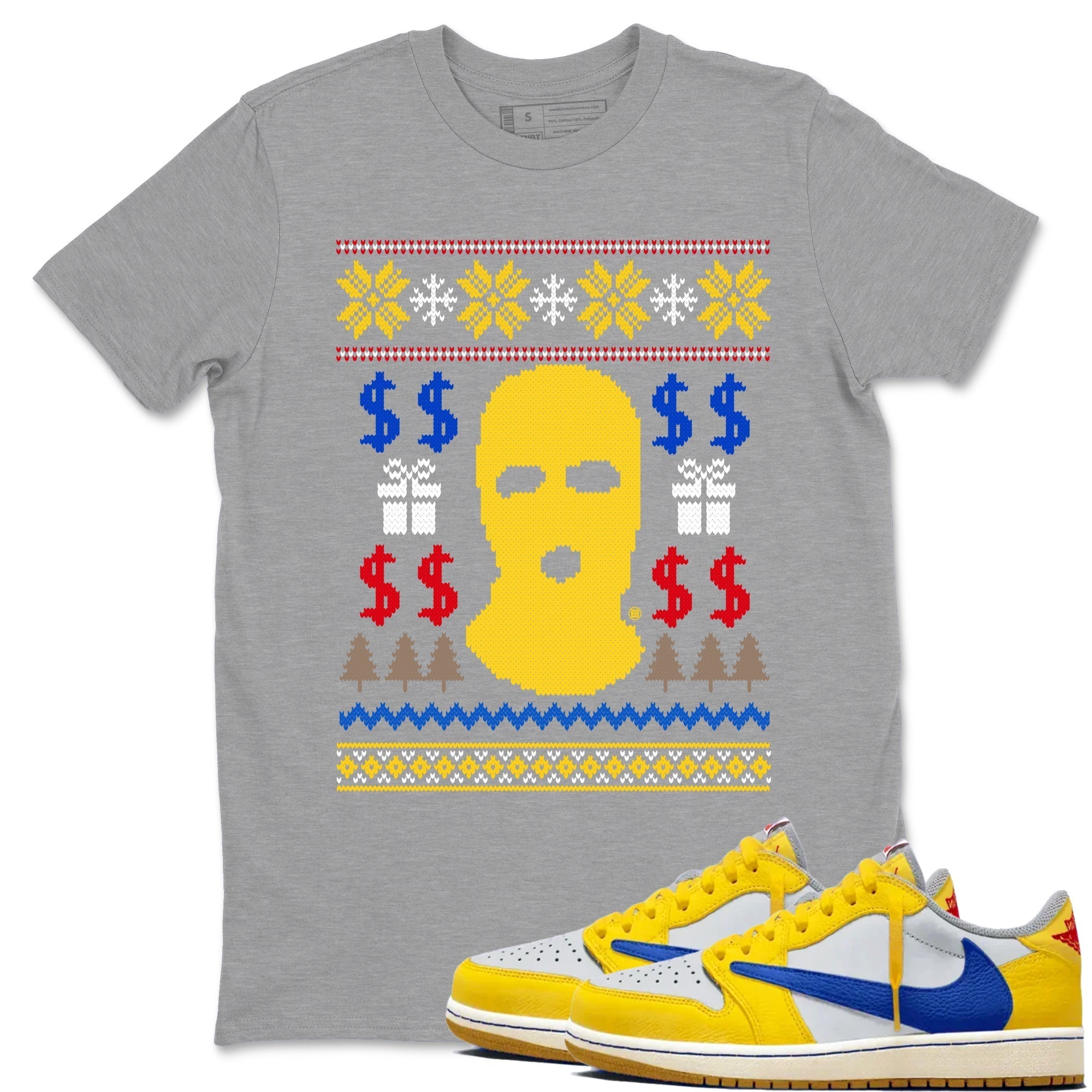 Gangster Ugly Sweater snkmatch Tees - Air Jordan 1 Travis Scott Canary