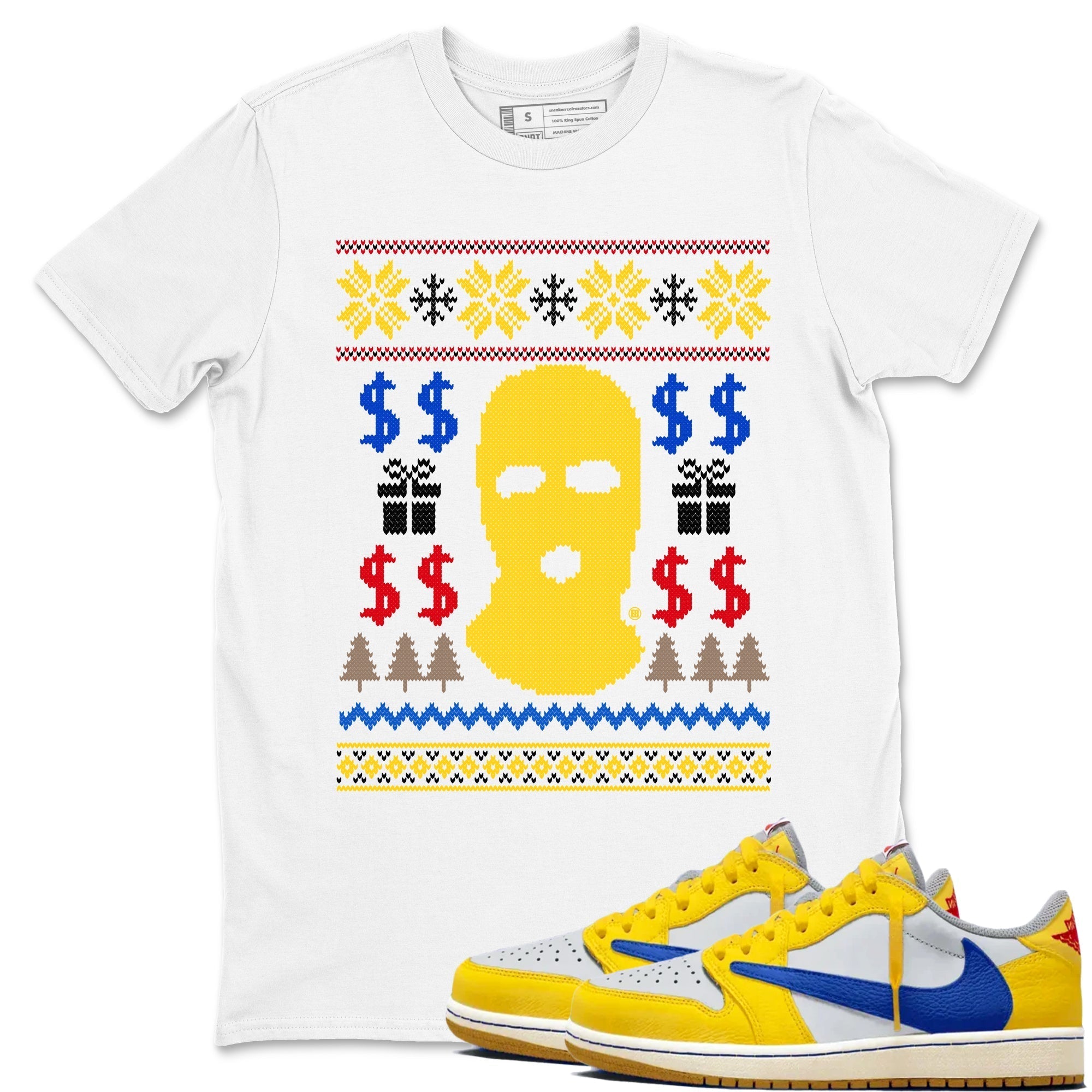 Gangster Ugly Sweater snkmatch Tees - Air Jordan 1 Travis Scott Canary