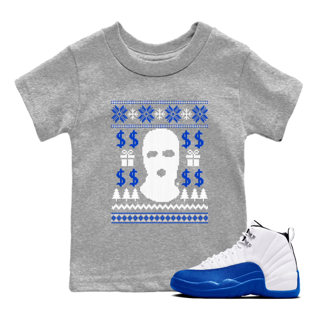 Gangster Ugly Sweater snkmatch Tees Kids - Air Jordan 12 Blueberry