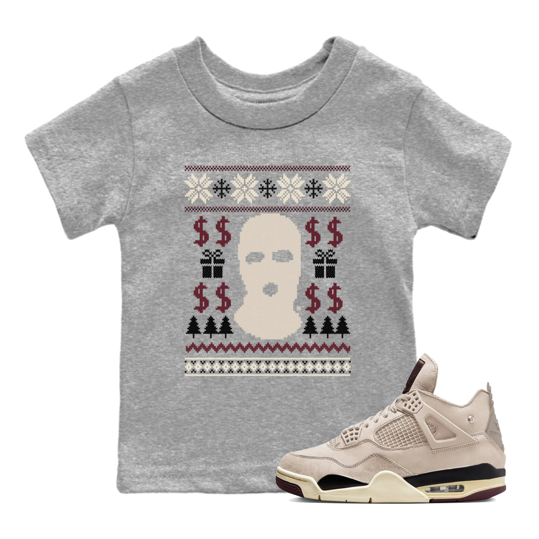 Gangster Ugly Sweater snkmatch Tees Kids - Air Jordan 4 A Ma Maniere x Fossil Stone