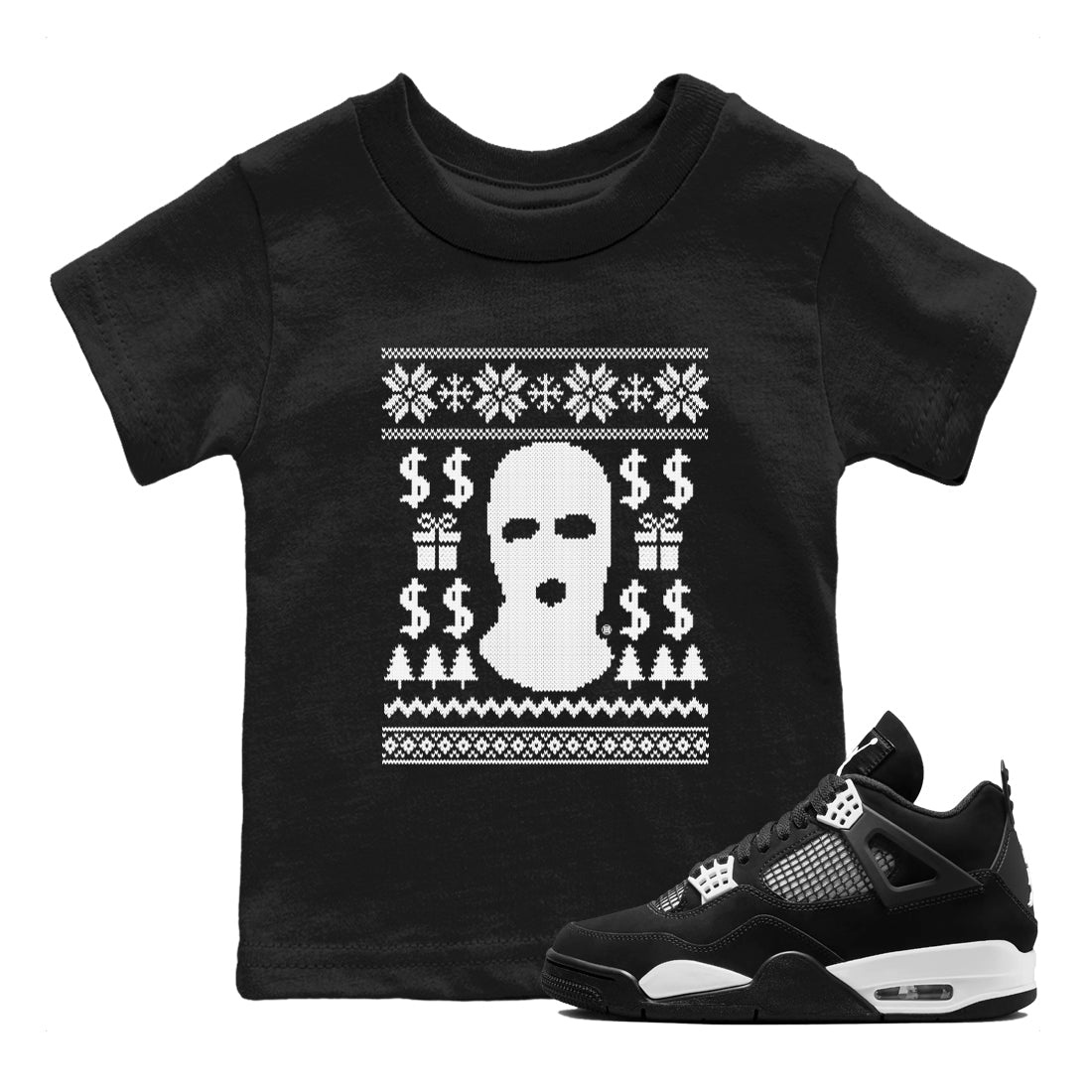 Gangster Ugly Sweater snkmatch Tees Kids - Air Jordan 4 White Thunder
