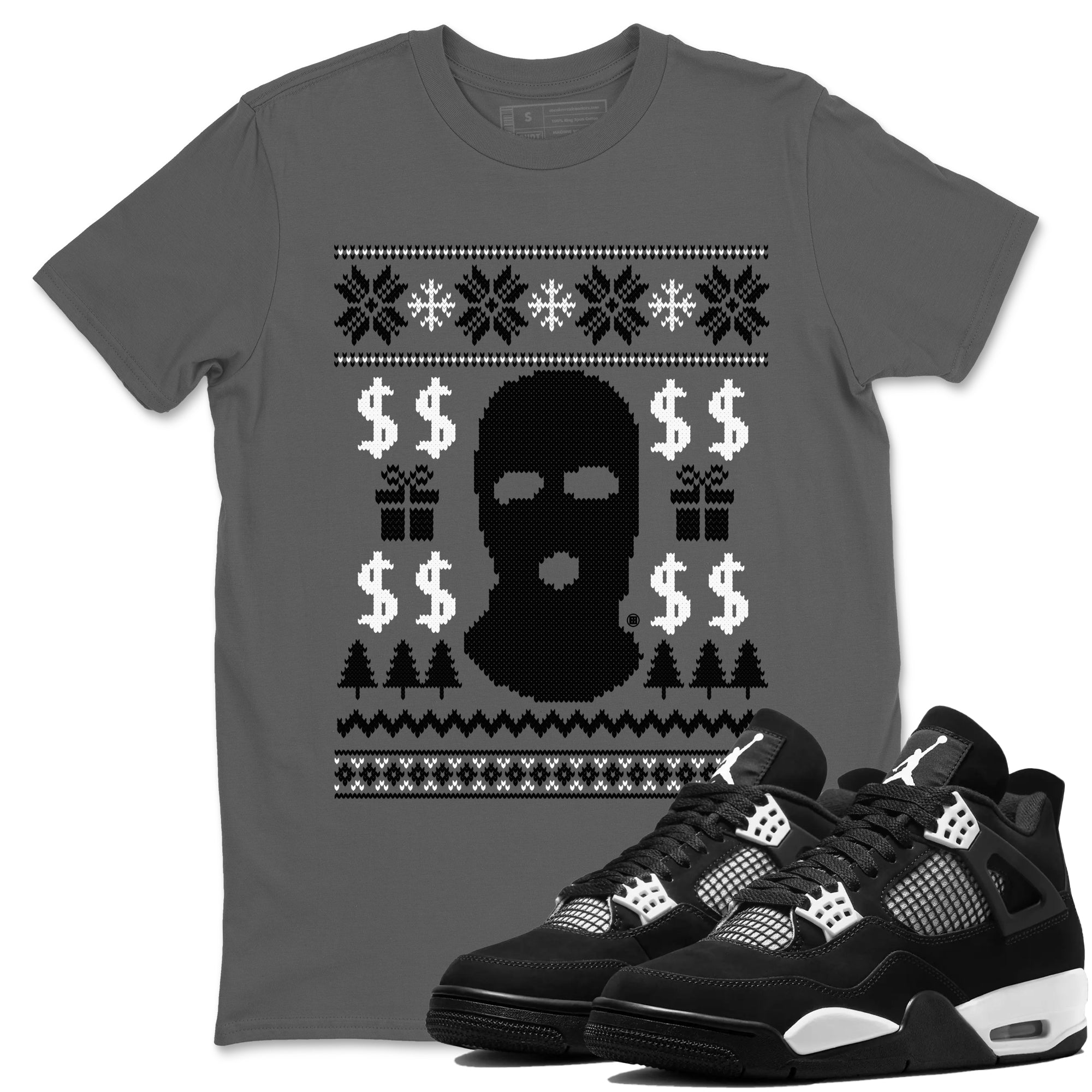 Gangster Ugly Sweater snkmatch Tees - Air Jordan 4 White Thunder