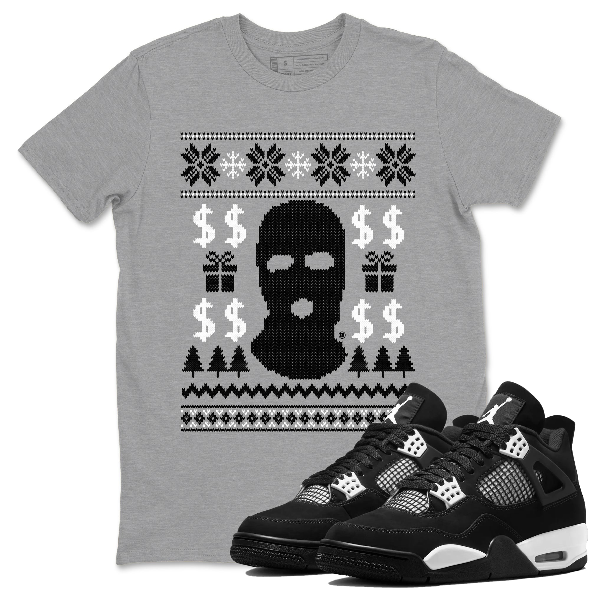 Gangster Ugly Sweater snkmatch Tees - Air Jordan 4 White Thunder