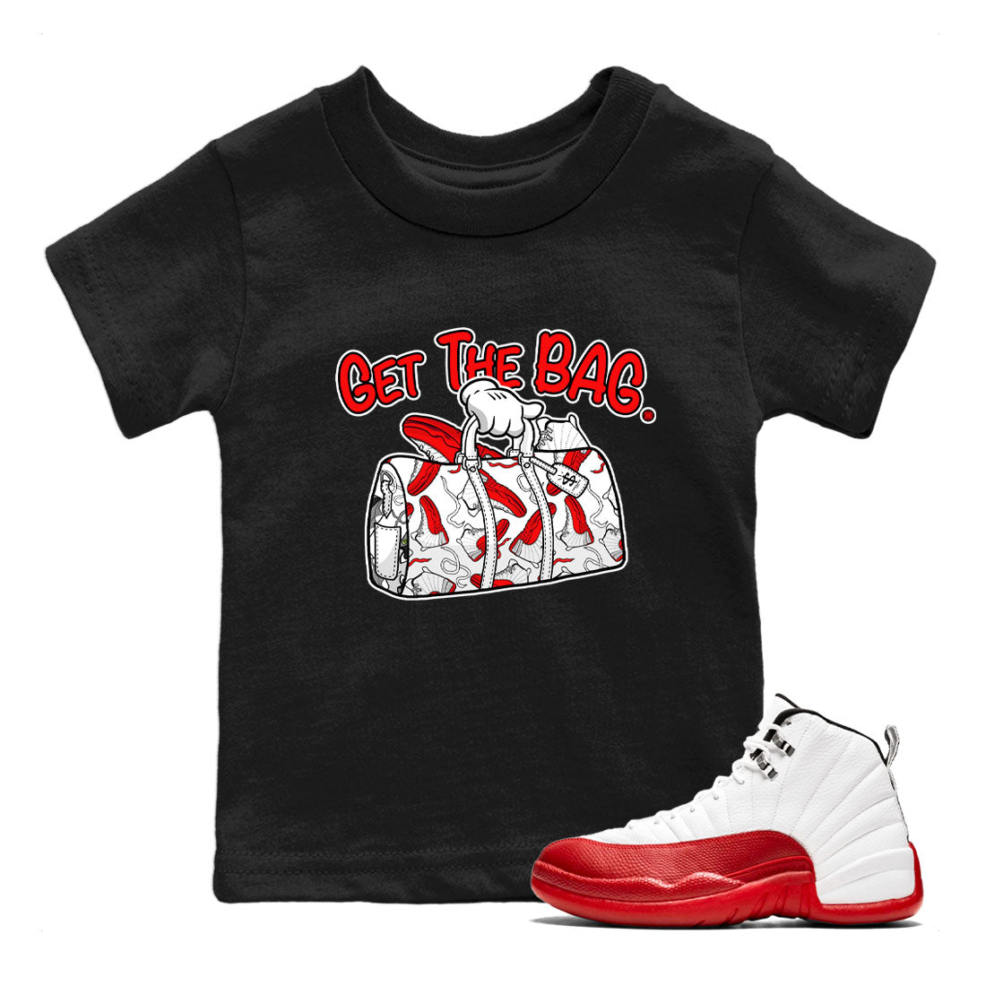 Get The Bag snkmatch Tee Kids - Air Jordan 12 Cherry