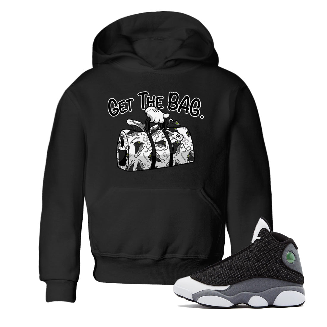 Get The Bag Kids Tops - Air Jordan 13 Black Flint