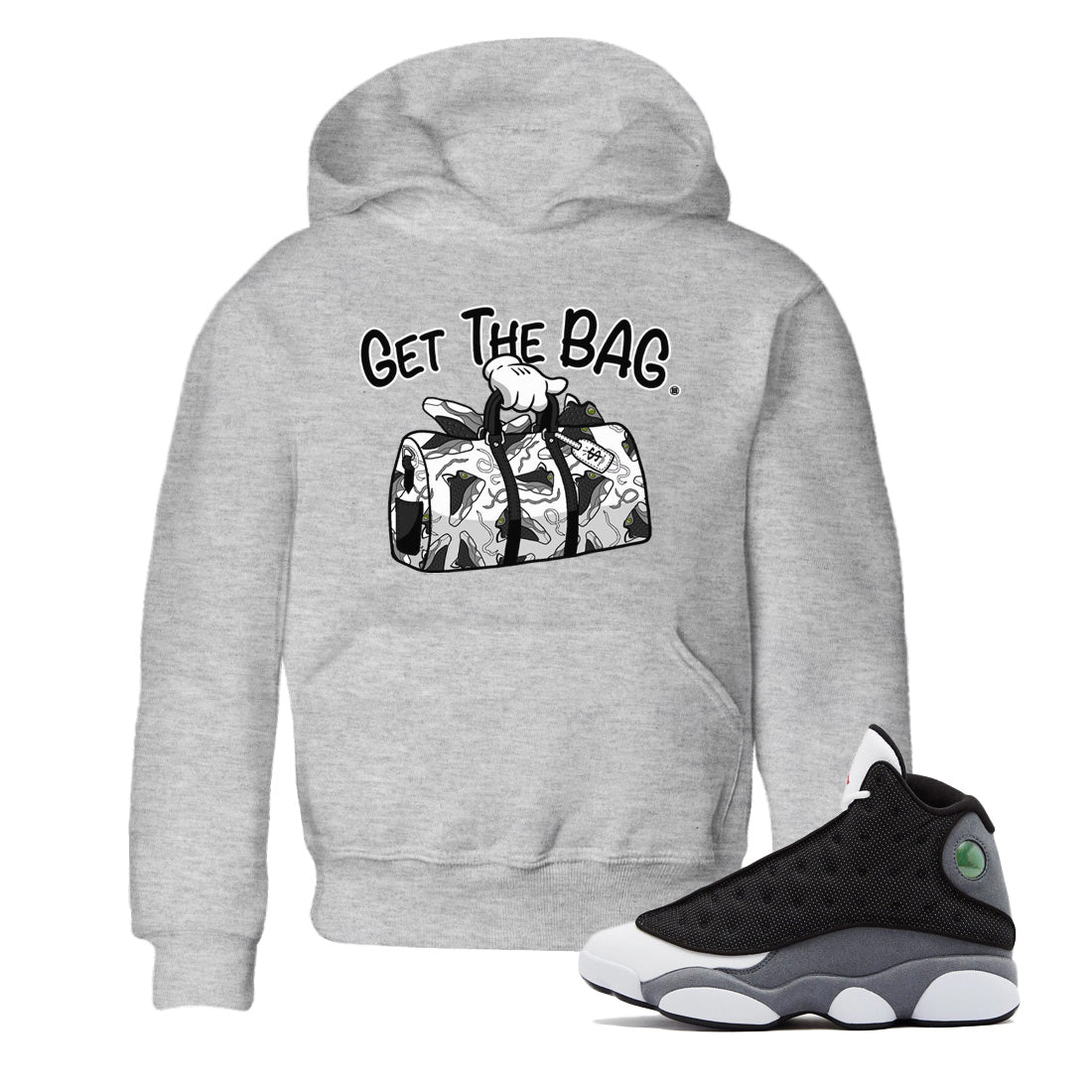 Get The Bag Kids Tops - Air Jordan 13 Black Flint