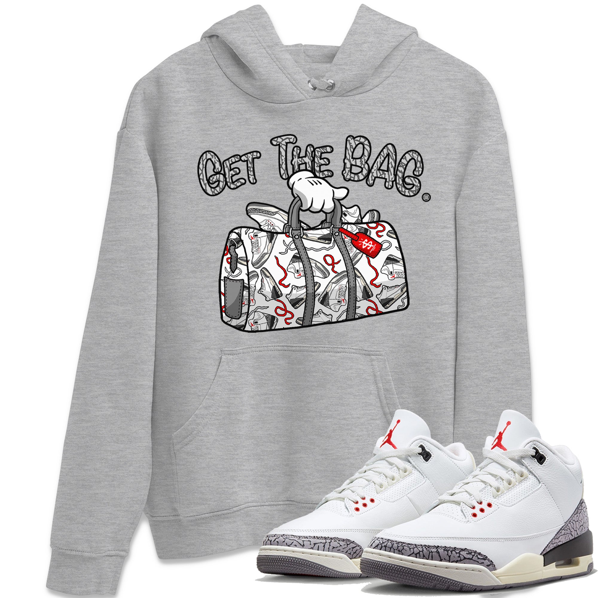 Get The Bag Unisex Tops - Air Jordan 3 White Cement