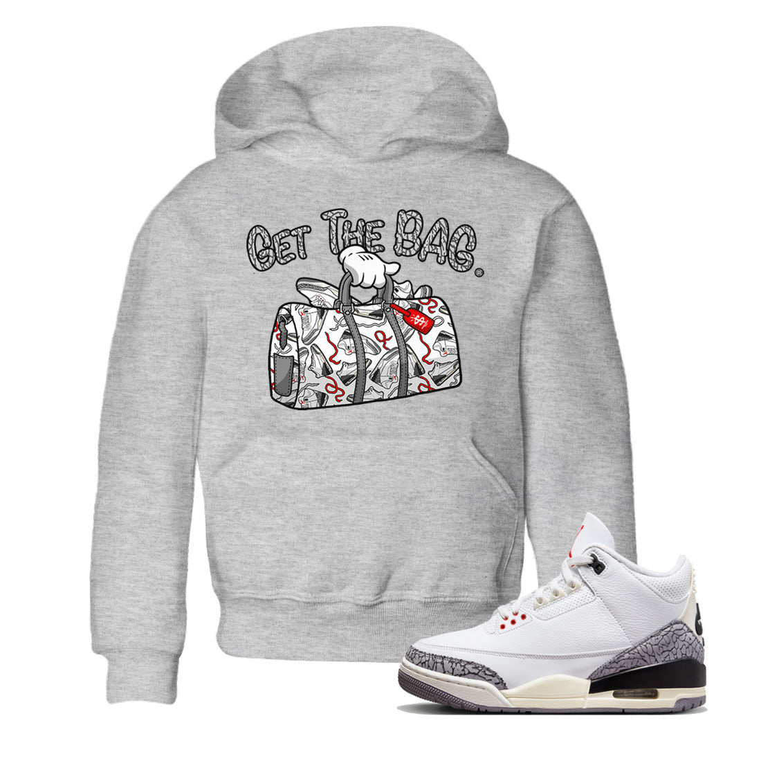 Get The Bag Kids Tops - Air Jordan 3 White Cement