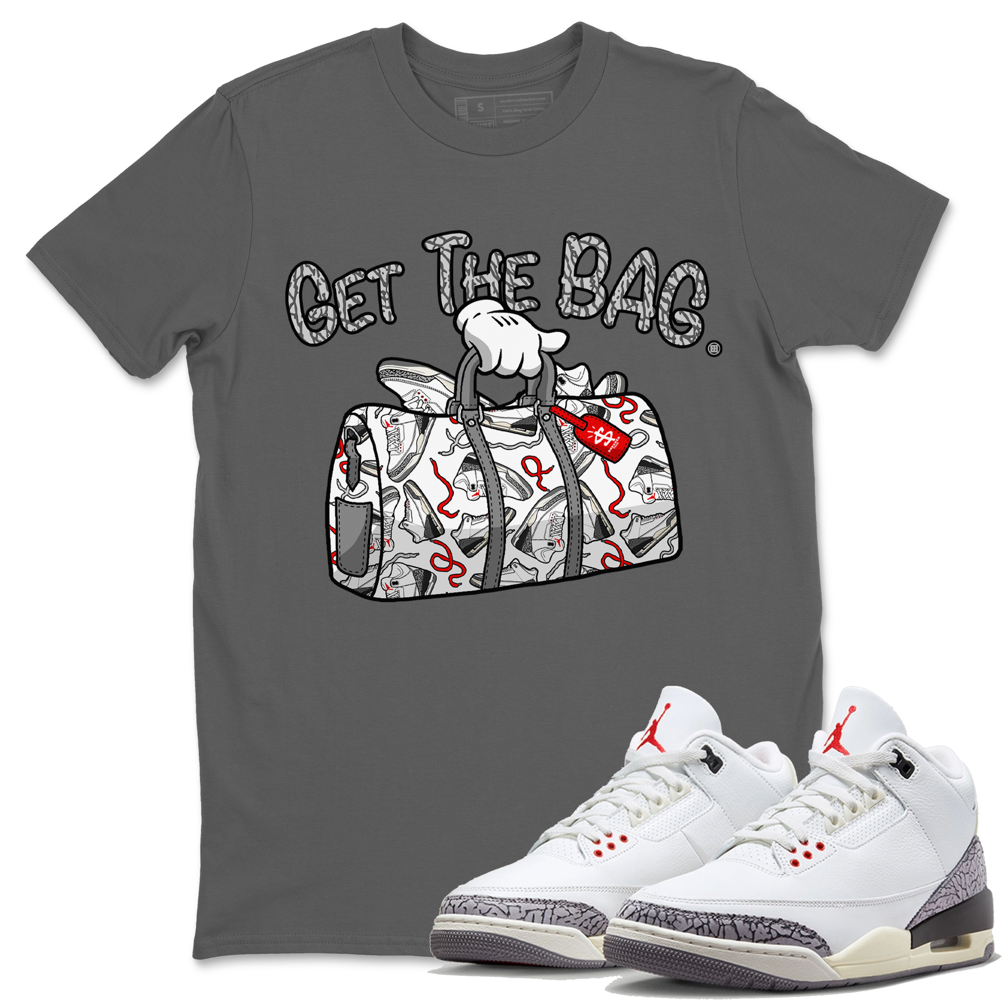 Get The Bag Unisex Tops - Air Jordan 3 White Cement
