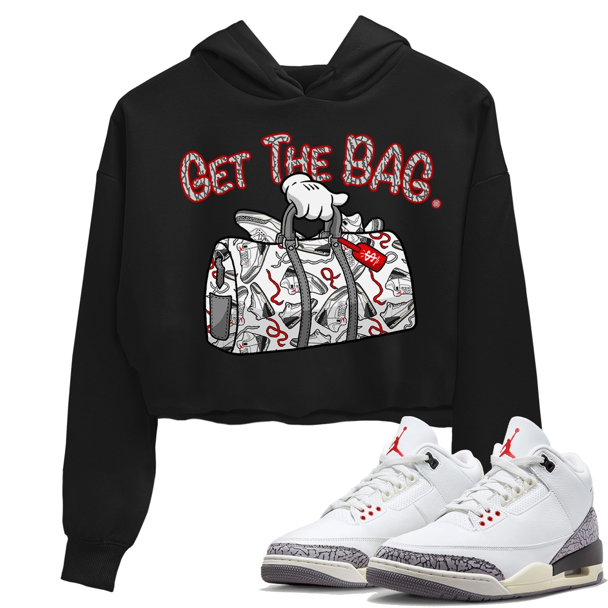 Get The Bag Women's Tops - Air Jordan 3 White Cement