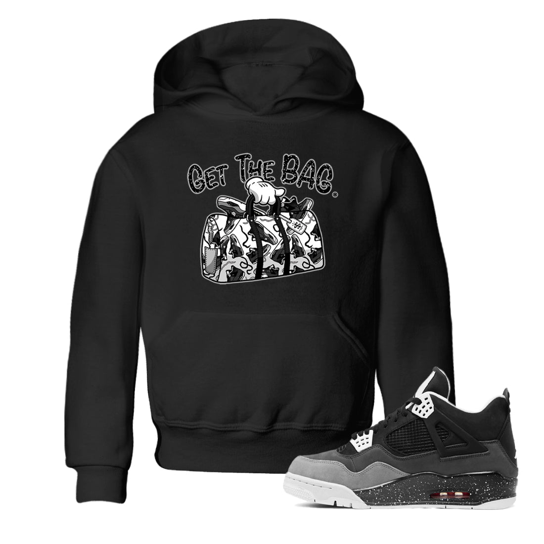 Get The Bag snkmatch Tees Kids - Air Jordan 4 Fear