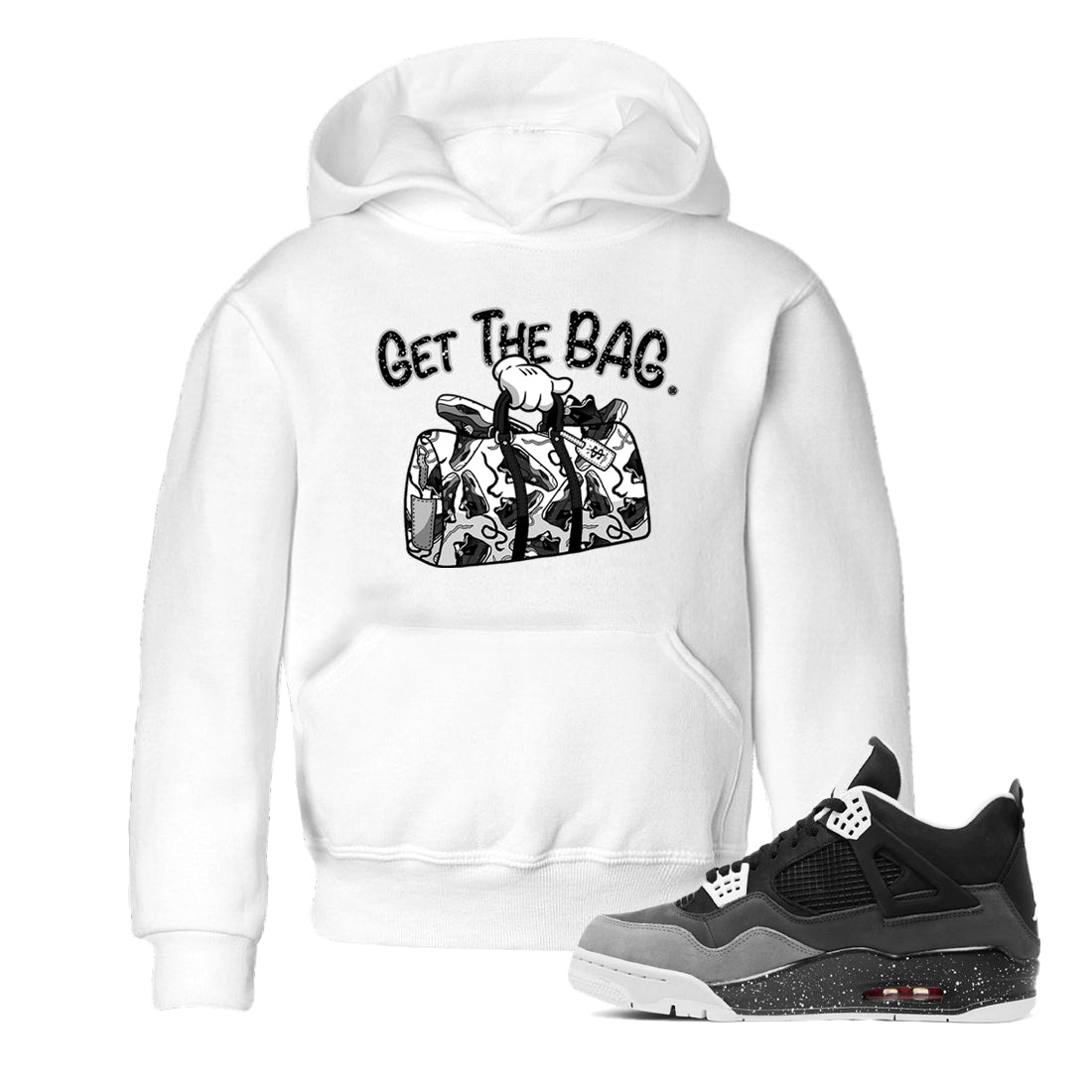 Get The Bag snkmatch Tees Kids - Air Jordan 4 Fear