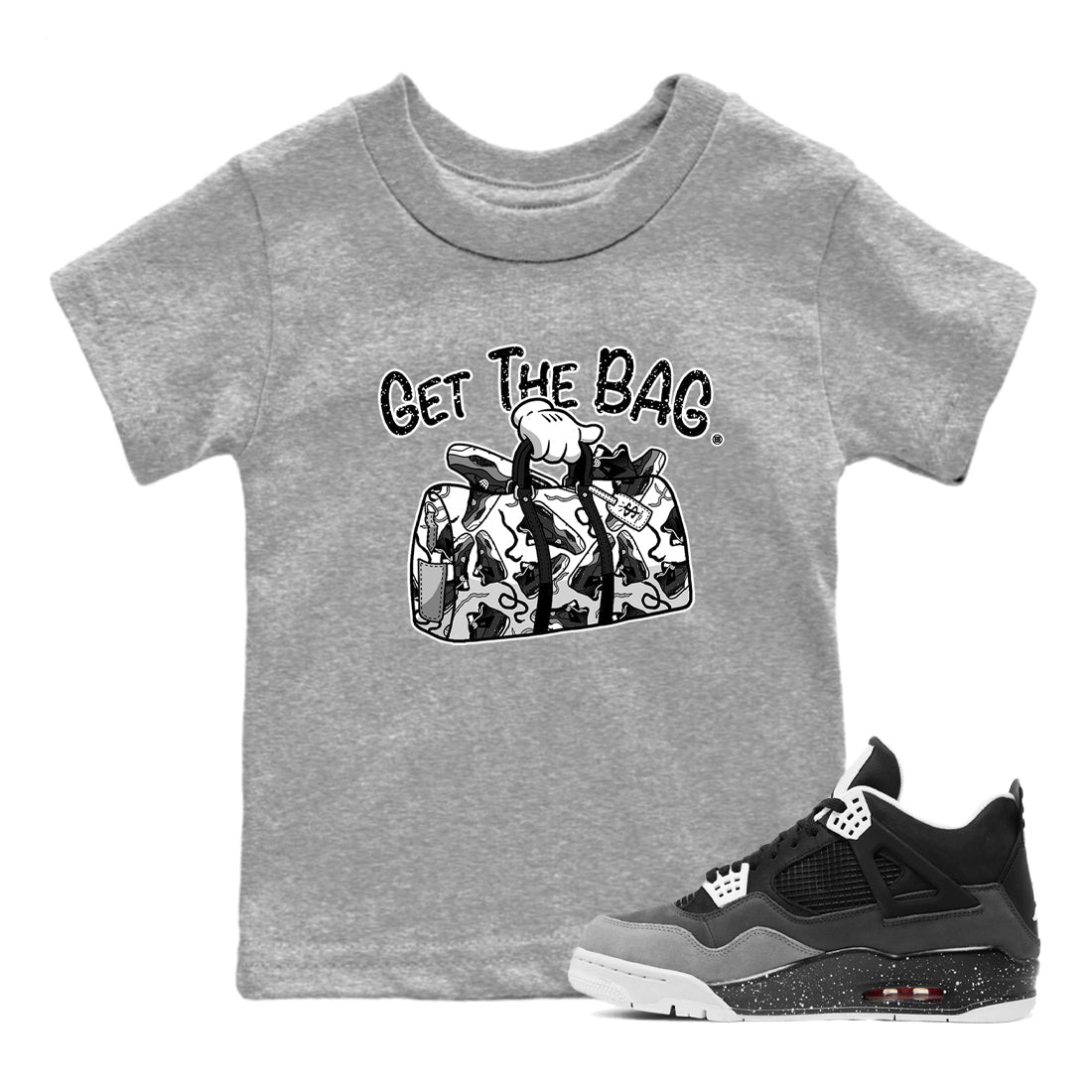 Get The Bag snkmatch Tees Kids - Air Jordan 4 Fear