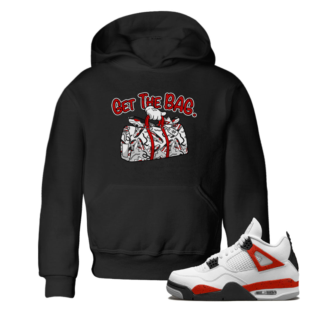 Get The Bag Kids Tops - Air Jordan 4 Red Cement
