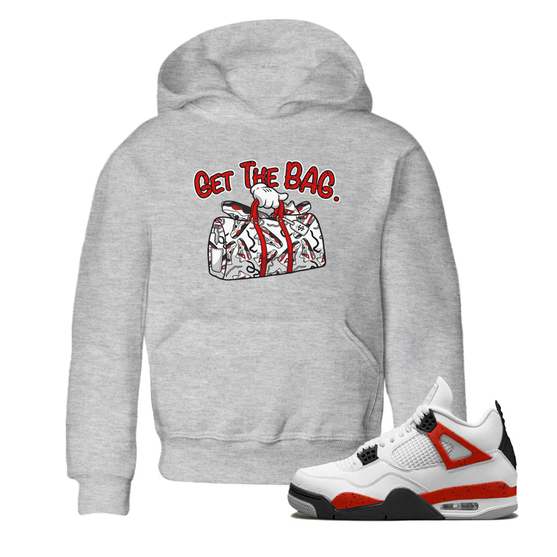 Get The Bag Kids Tops - Air Jordan 4 Red Cement
