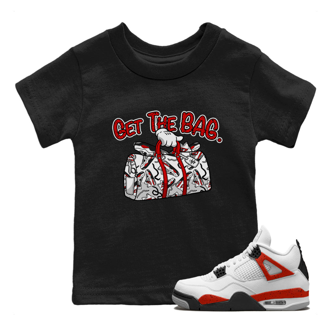 Get The Bag Kids Tops - Air Jordan 4 Red Cement