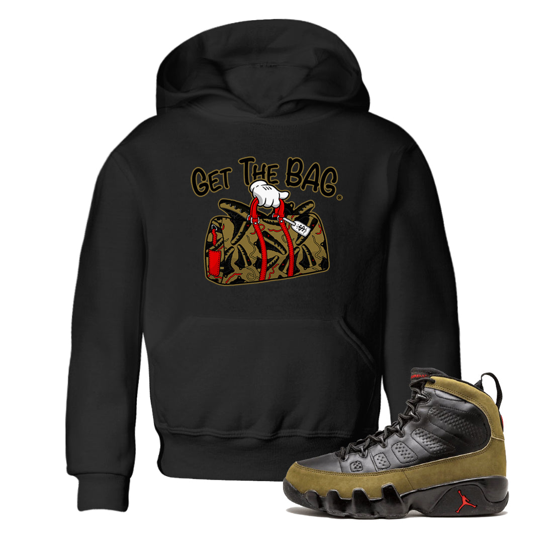 Get The Bag snkmatch Tees Kids - Air Jordan 9 Olive