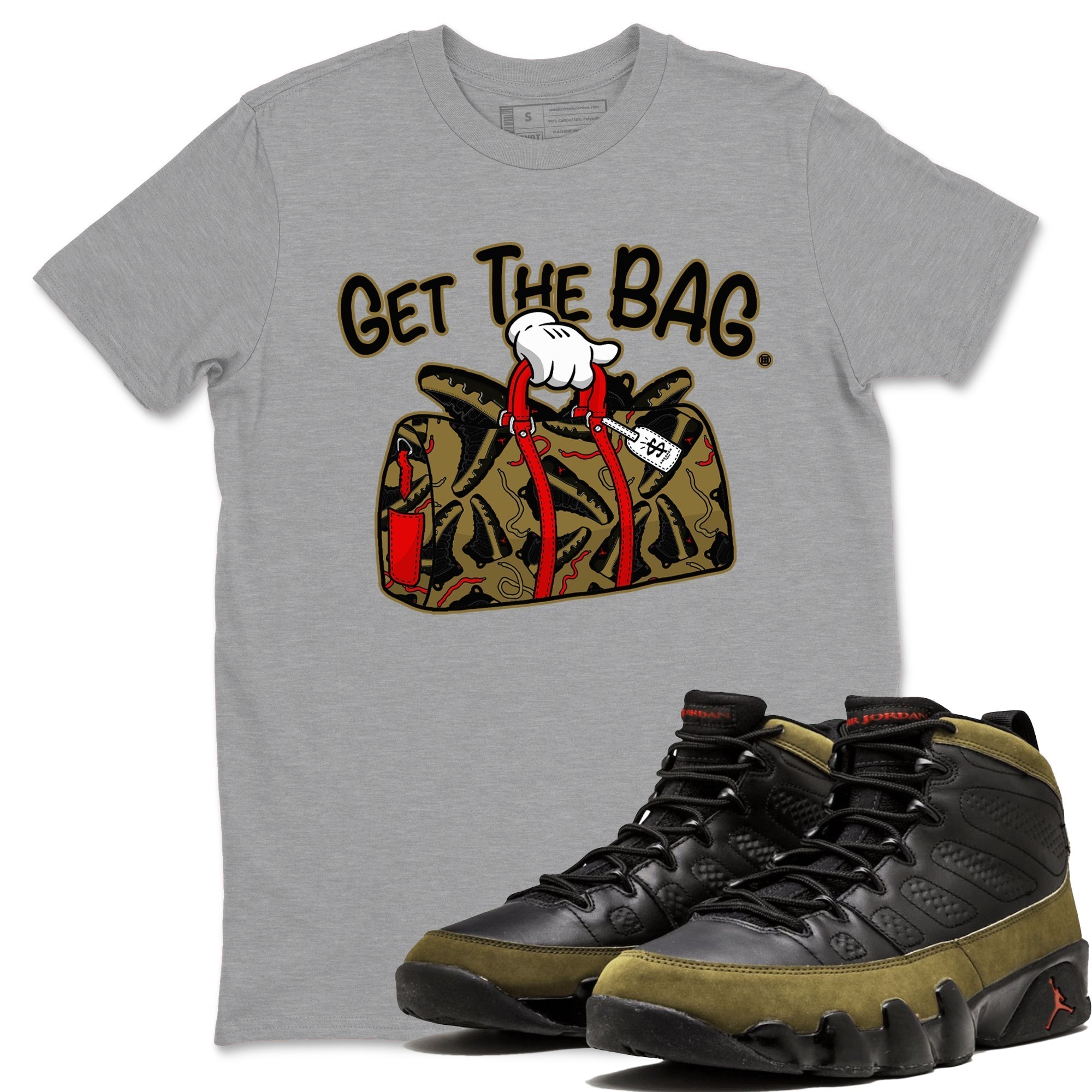 Get The Bag snkmatch Tees - Air Jordan 9 Olive