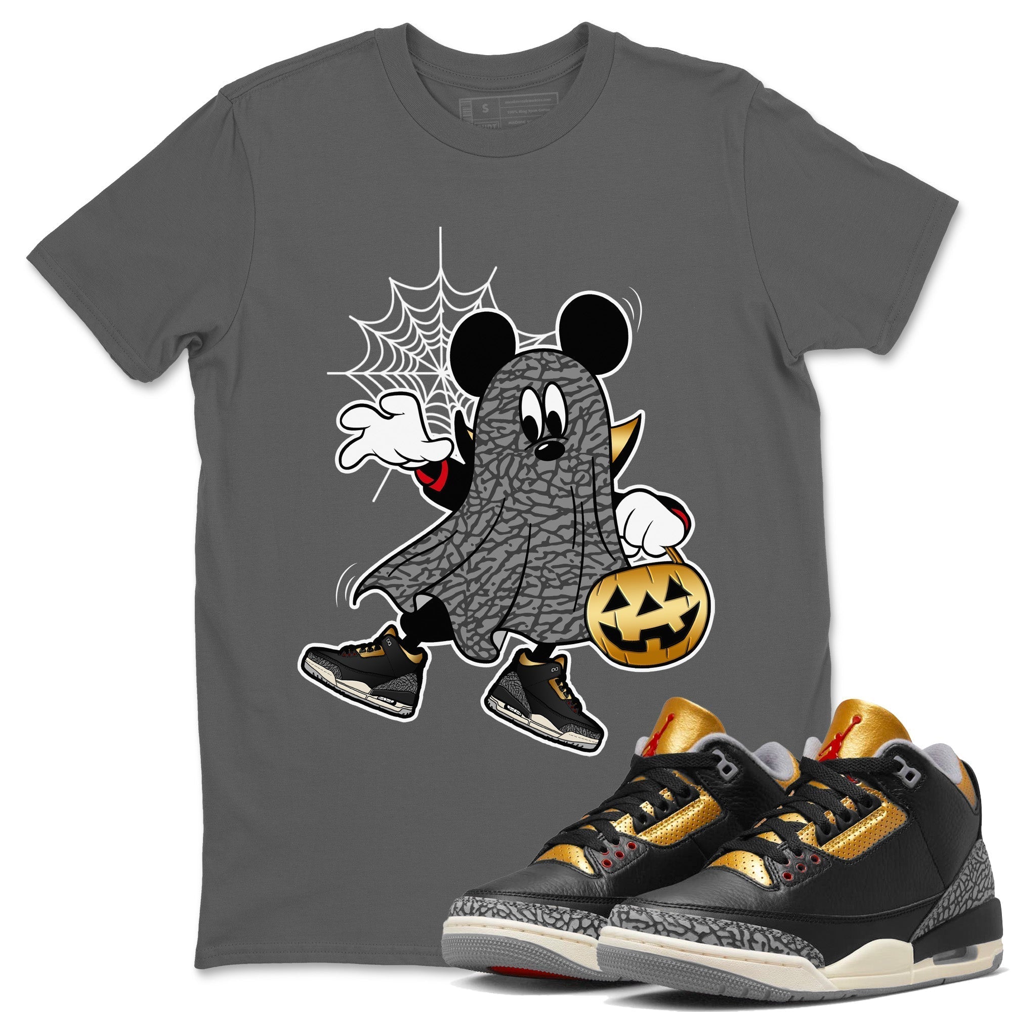Ghost Mouse Unisex Tops - Air Jordan 3 Black Gold