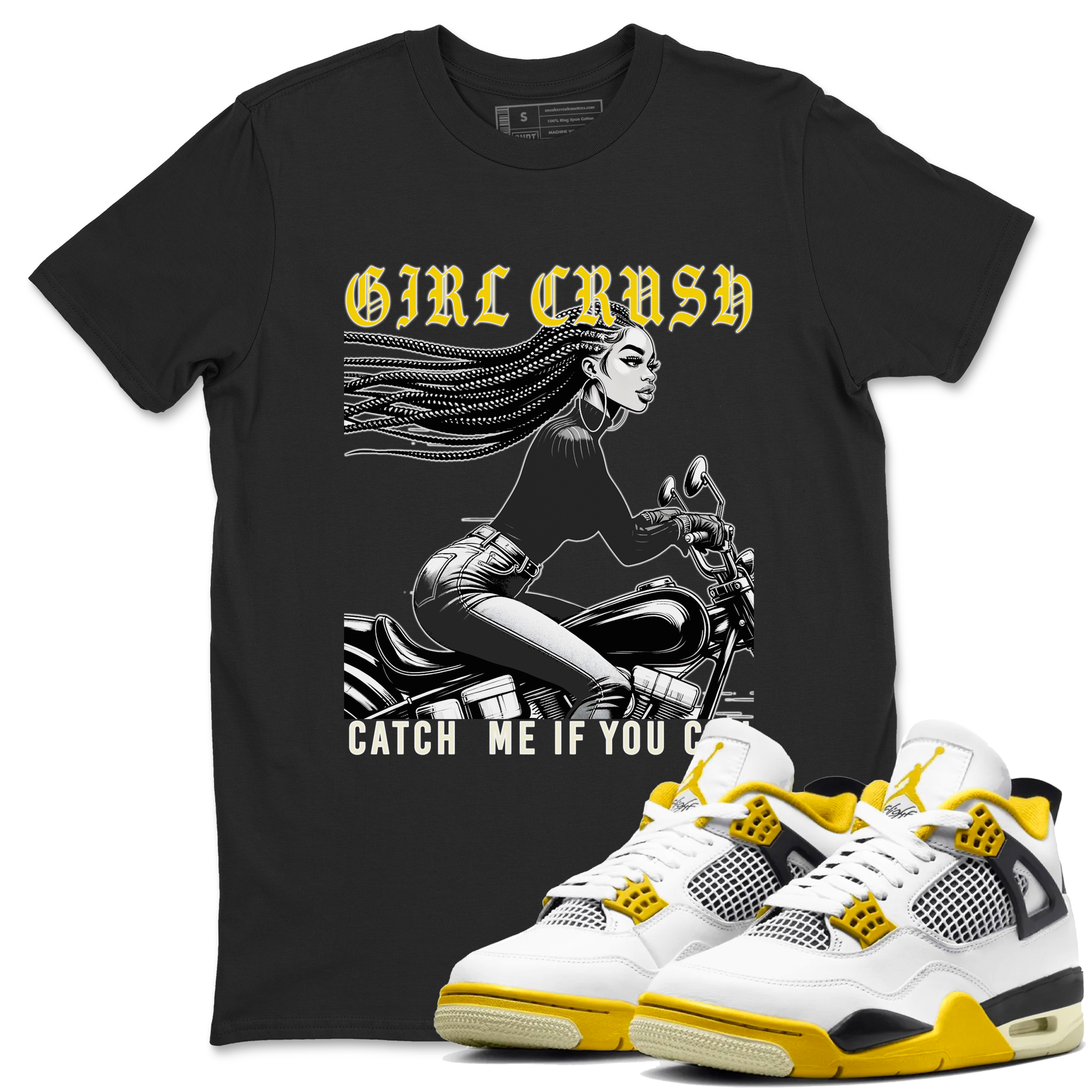 Girl Crash snkmatch Tees - Air Jordan 4 Vivid Sulfur