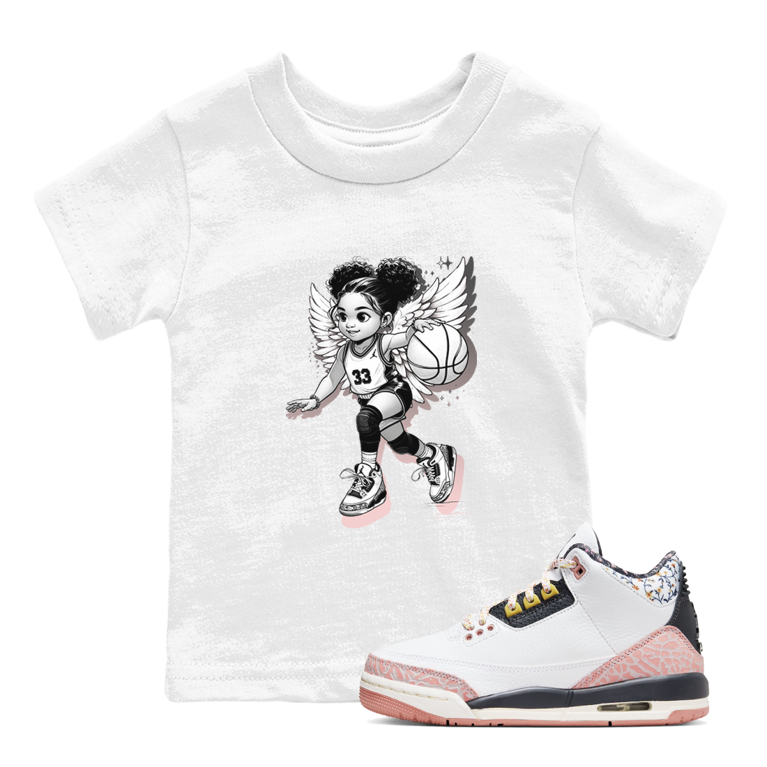 Girl Power Angel snkmatch Tees Kids - Air Jordan 3 Vintage Floral