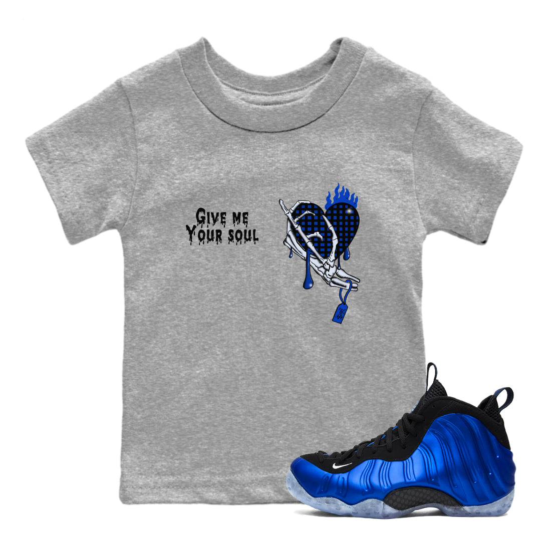 Give Me Your Soul snkmatch Tees Kids - Air Foamposite One Royal