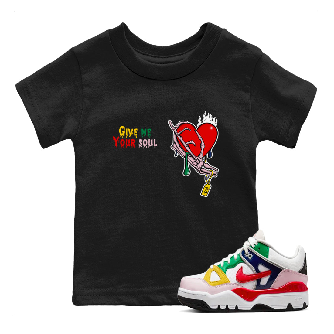 Give Me Your Soul snkmatch Tees Kids - Air Force 3 Blue Void and Tour Yellow