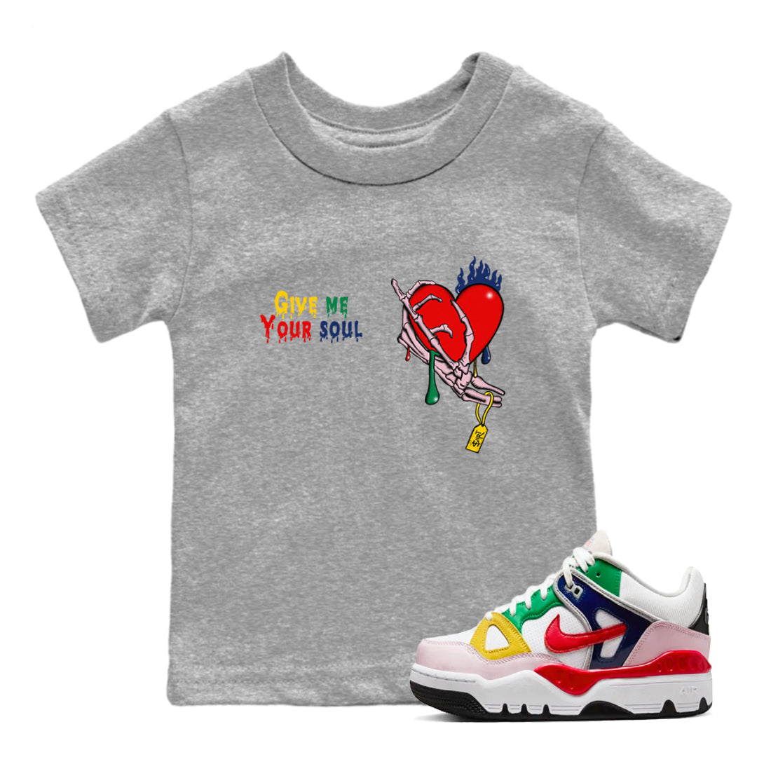 Give Me Your Soul snkmatch Tees Kids - Air Force 3 Blue Void and Tour Yellow