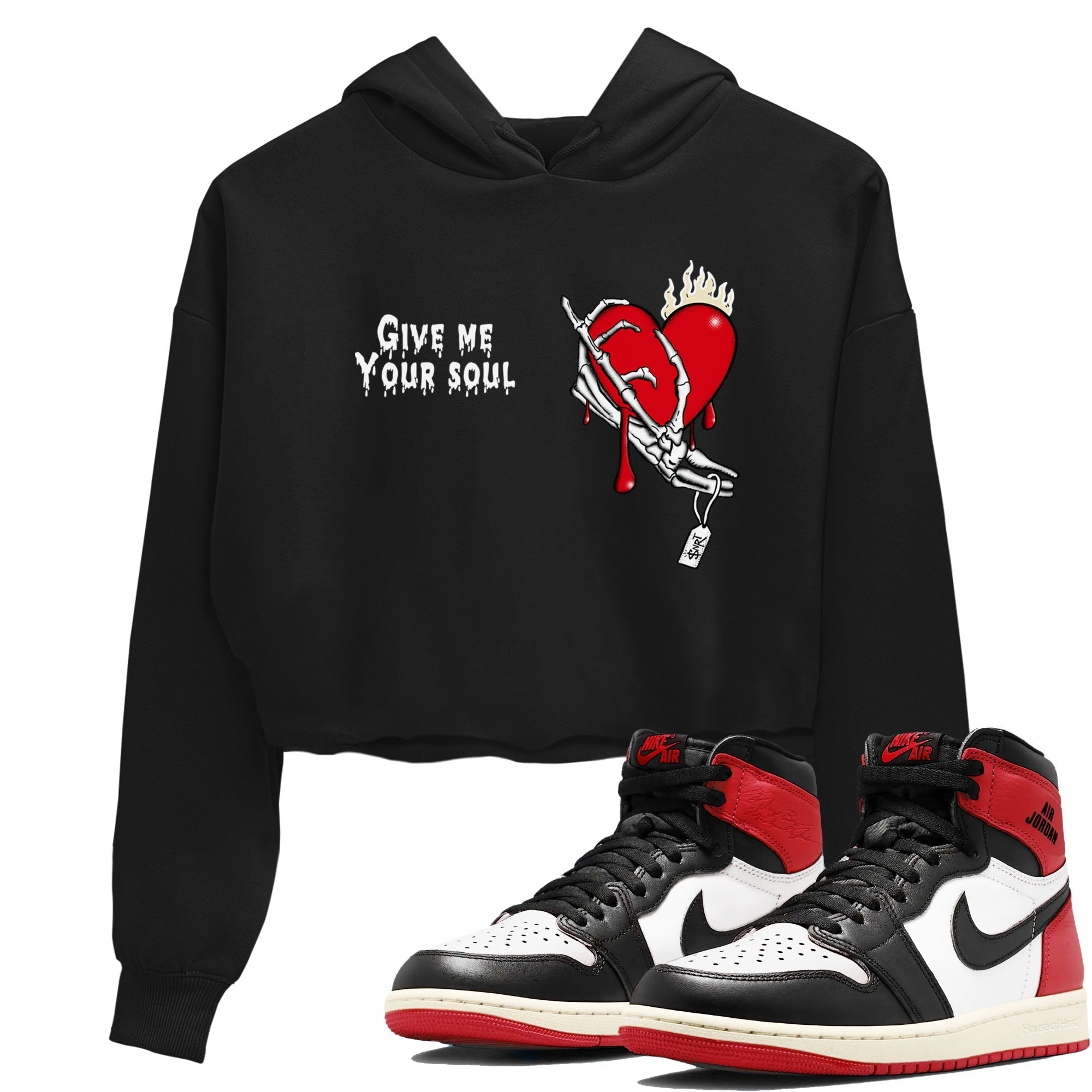 Give Me Your Soul snkmatch Women's Top - Air Jordan 1 Black Toe Reimagined