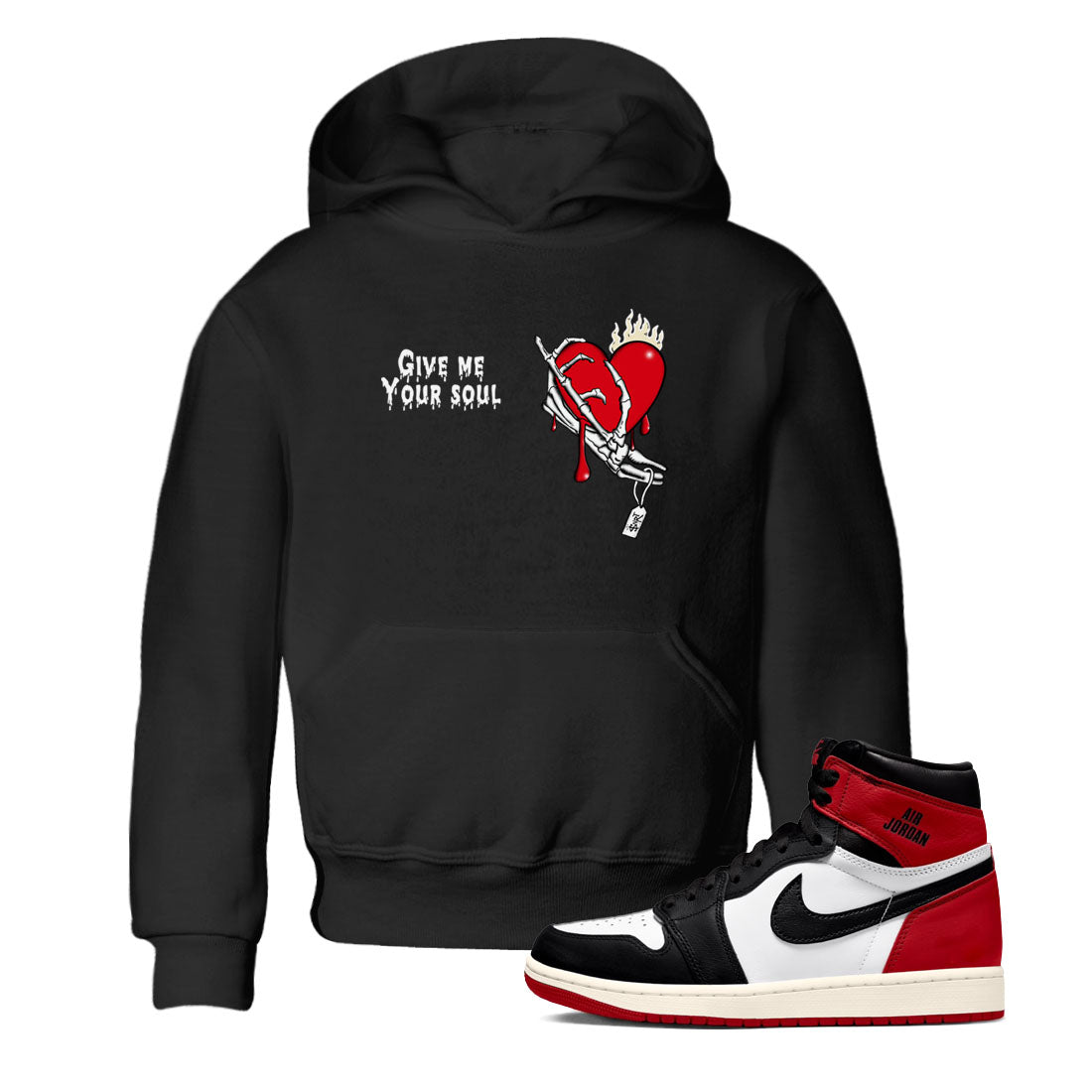Give Me Your Soul snkmatch Tees Kids - Air Jordan 1 Black Toe Reimagined