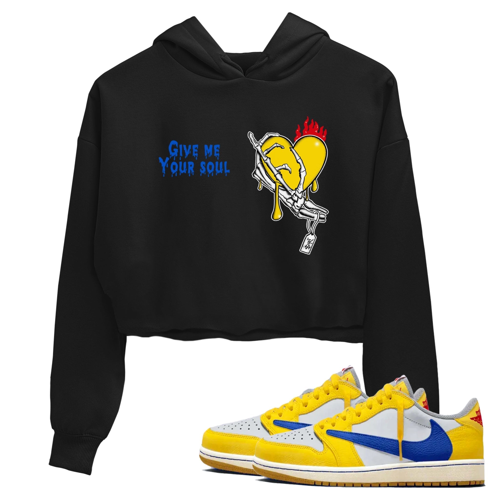Give Me Your Soul snkmatch Women's Top - Air Jordan 1 Travis Scott Canary
