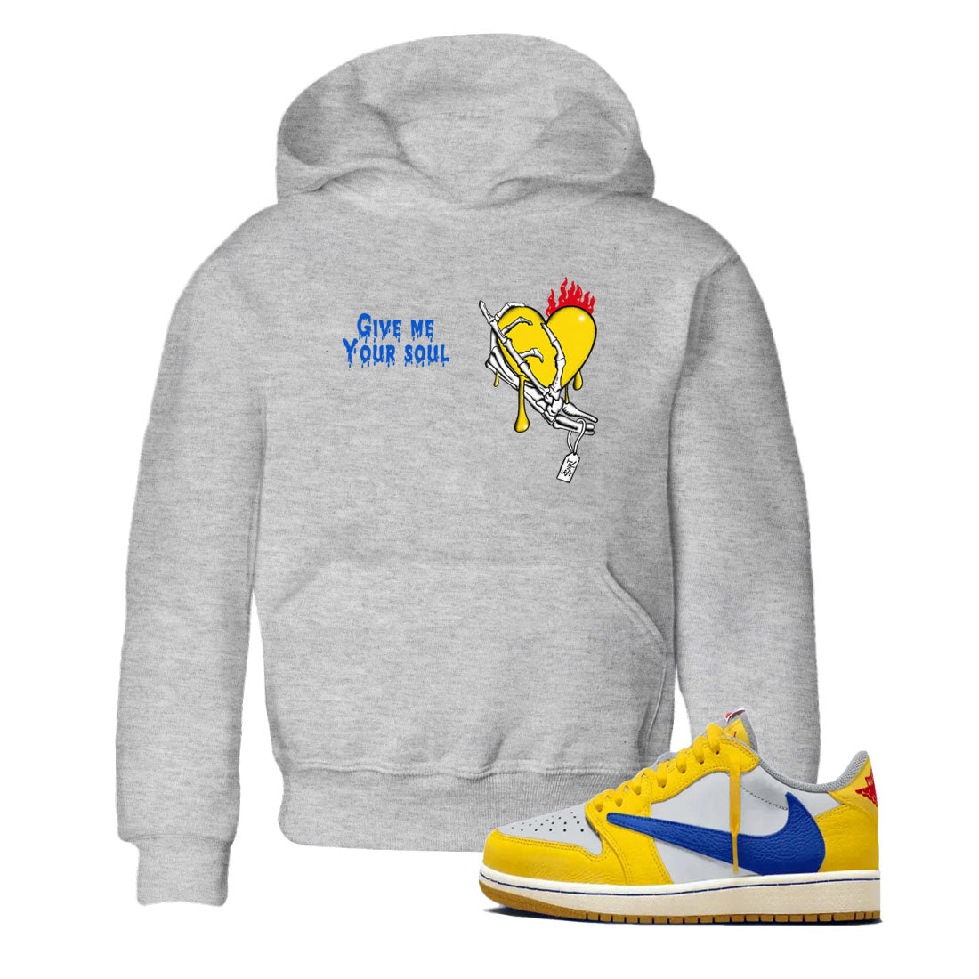 Give Me Your Soul snkmatch Tees Kids - Air Jordan 1 Travis Scott Canary