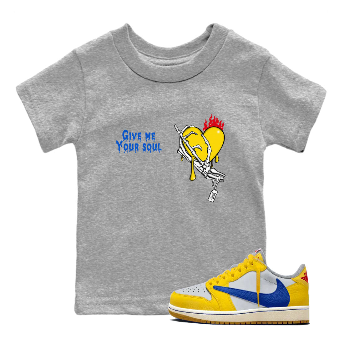Give Me Your Soul snkmatch Tees Kids - Air Jordan 1 Travis Scott Canary