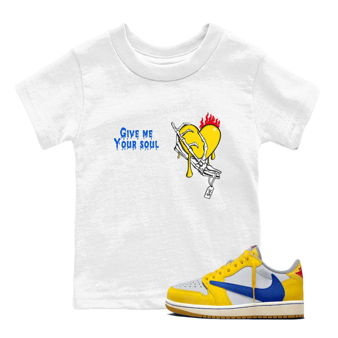 Give Me Your Soul snkmatch Tees Kids - Air Jordan 1 Travis Scott Canary