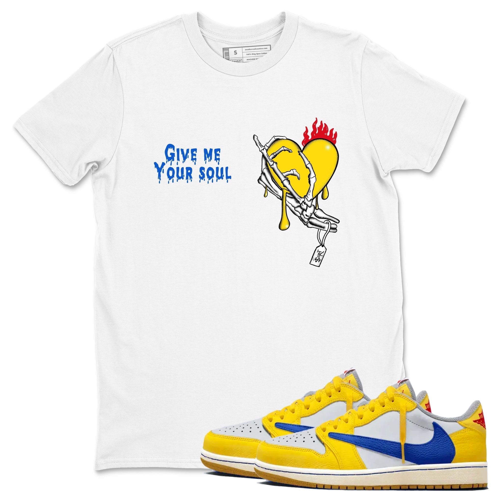 Give Me Your Soul snkmatch Tees - Air Jordan 1 Travis Scott Canary