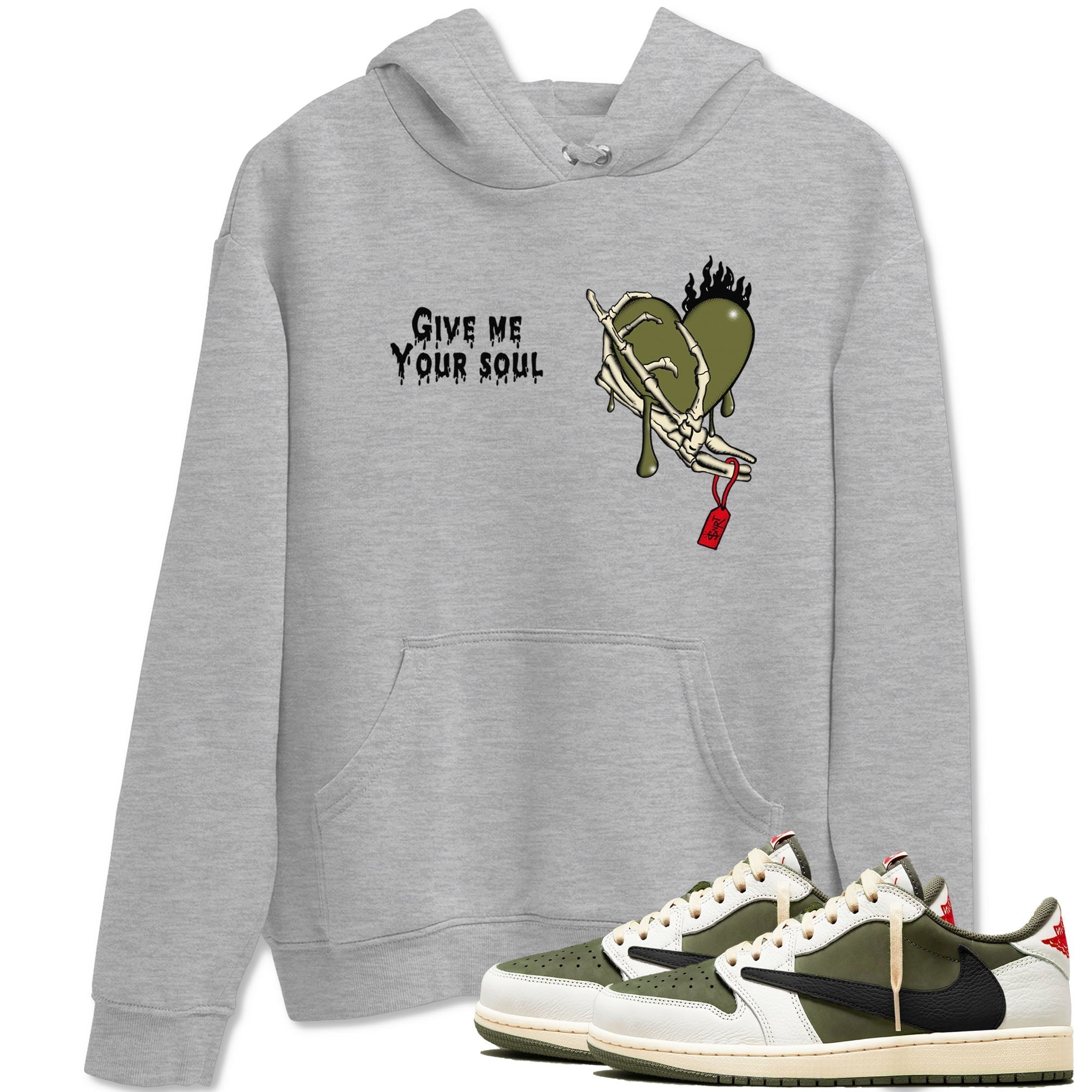 Give Me Your Soul snkmatch Tees - Air Jordan 1 Travis Scott Medium Olive